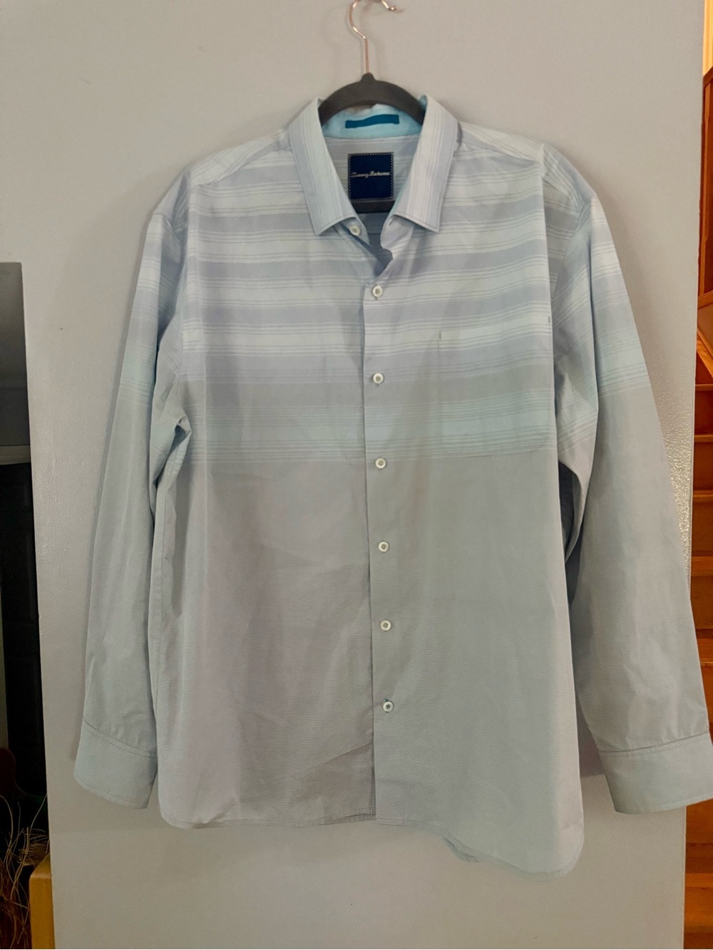 Tommy Bahama Men's Silk Blend Long Sleeve Ombre Striped Button Down Shirt XL